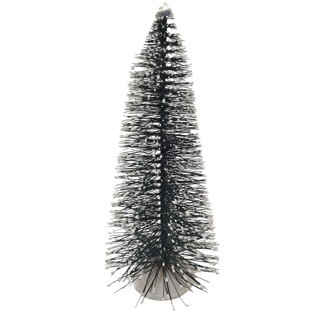 Vintage Bottle Brush Christmas Tree White Base Flocked Snow Nine Inch 2002